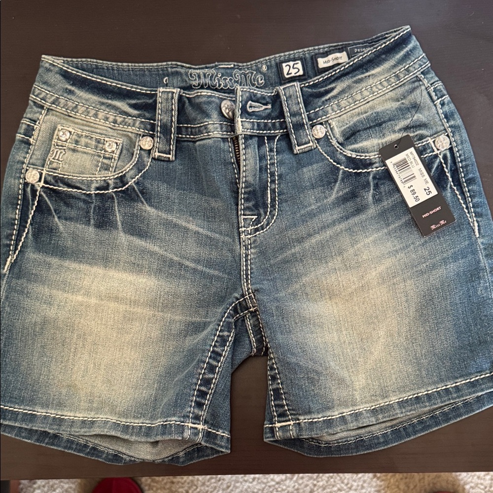 Miss Me Faded Blue Jean Shorts